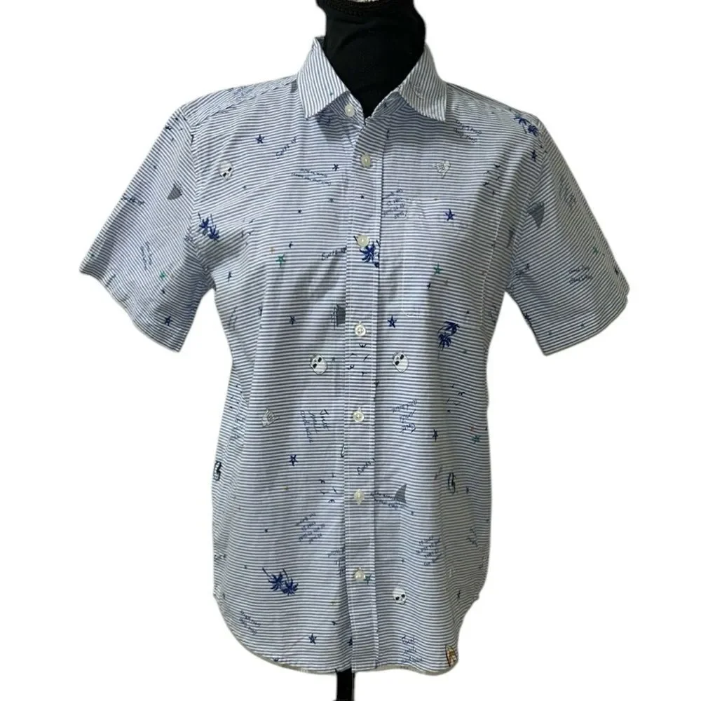 Children’s Place Blue Button Down Short Sleeve Shirt(Size XXL 16)